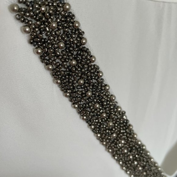 Sheer Long White Blouse with beaded detail - Picture 3 of 7